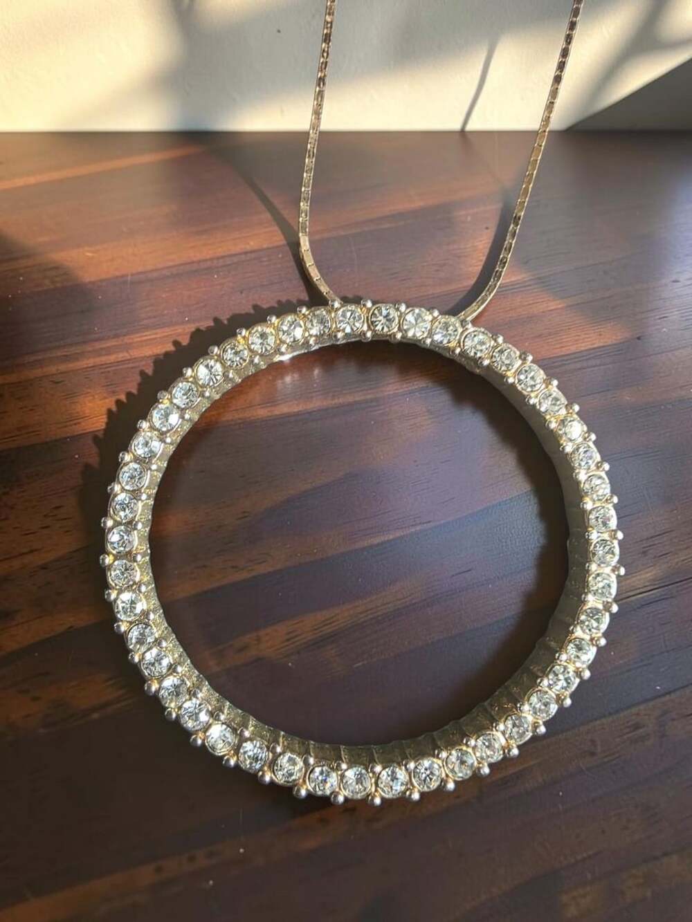 R.J. Graziano For Cache Gold Tone Rhinestone Circle Pendant Necklace